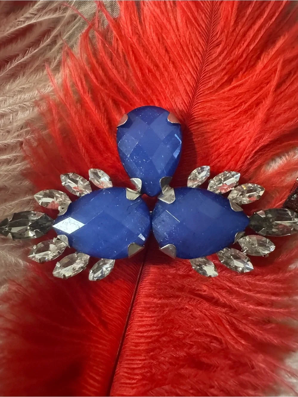 Bold Royal Blue Crystal Statement Brooch - Pre-loved/EUC - comes in mesh pouch.